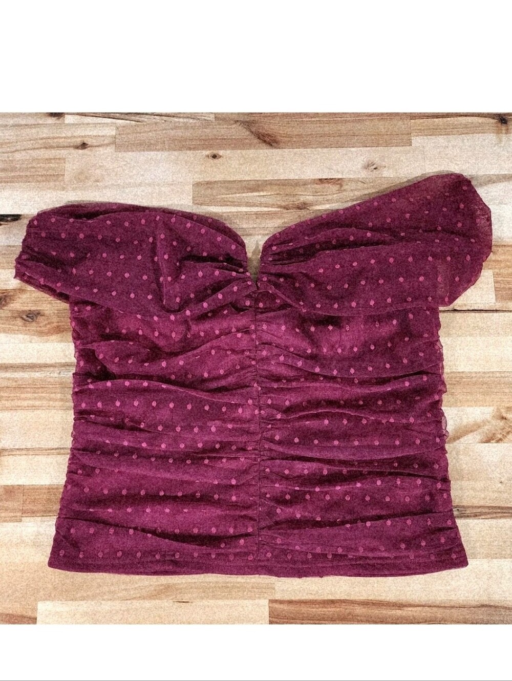Anthropologie Dolan Left Coast Mesh Off-Shoulder Top Burgundy Sz XL NWT 16.5 P2P